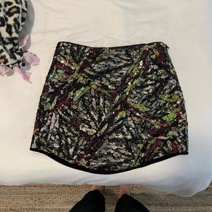 Zara sequin skirt | velvet trim | size small